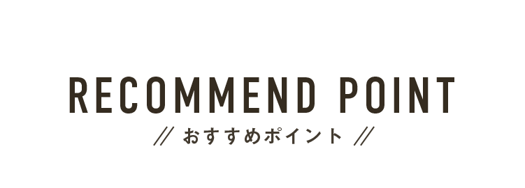 RECOMMEND POINT おすすめポイント
